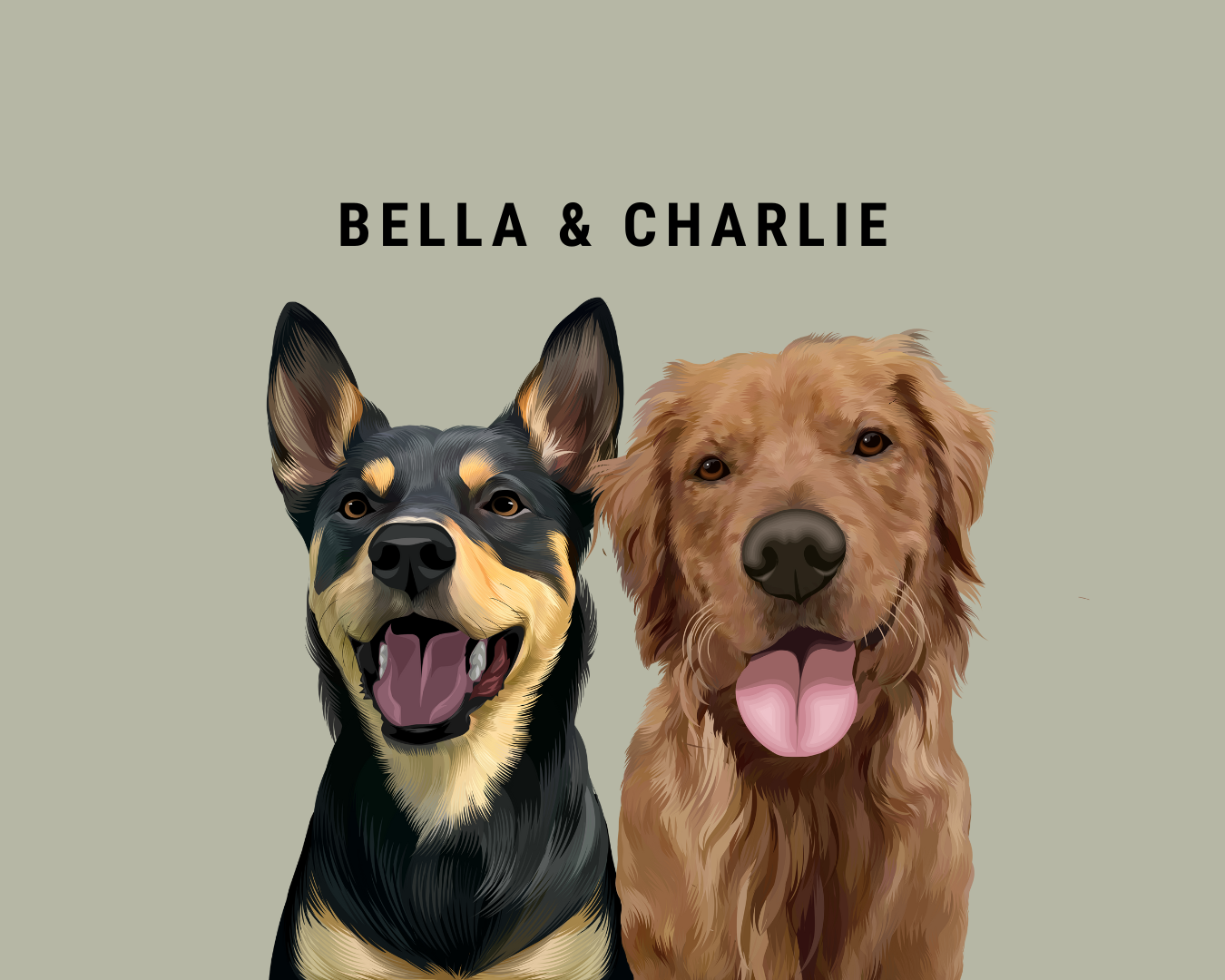 Custom Two Pet Portrait - Digital File