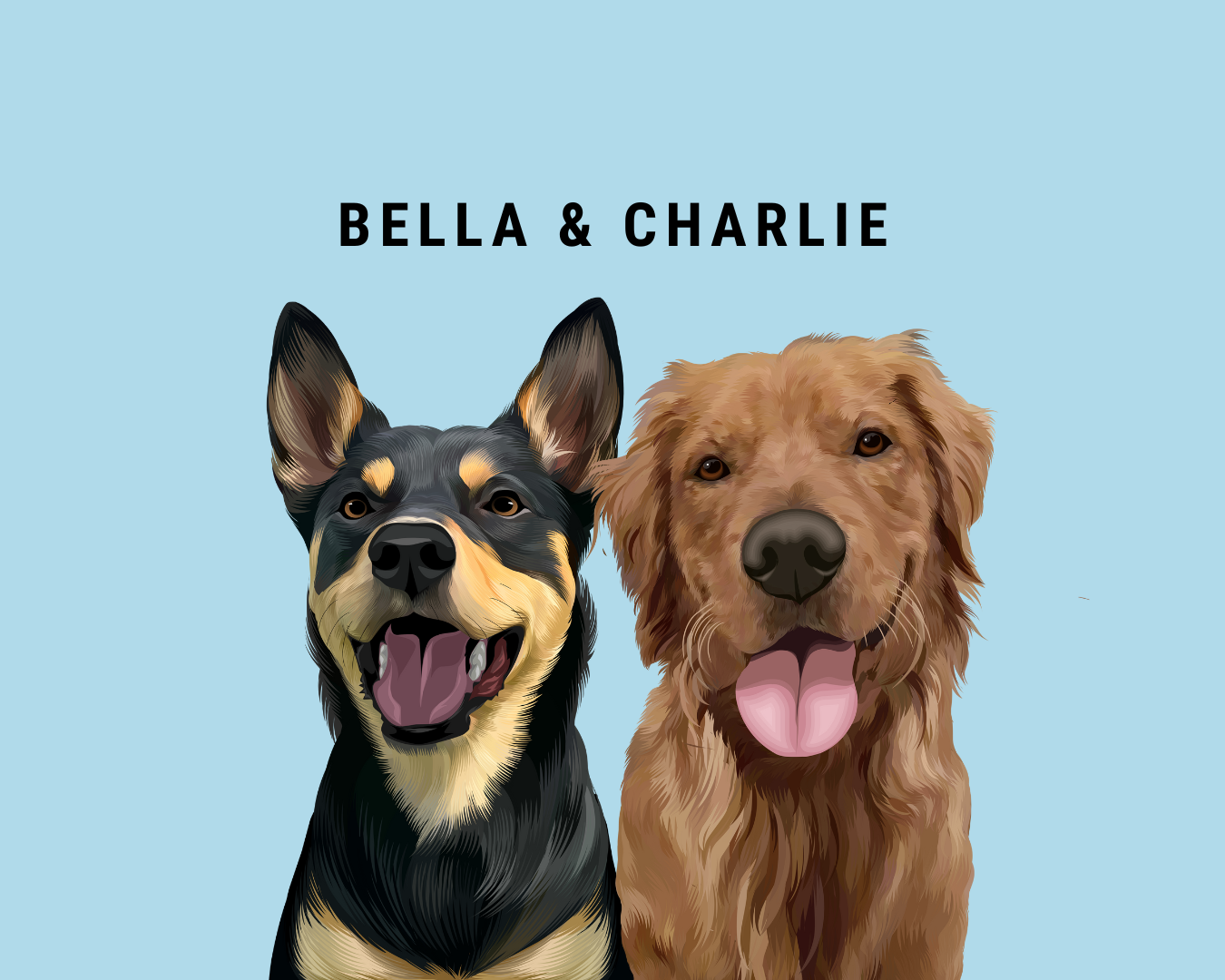 Custom Two Pet Portrait - Digital File