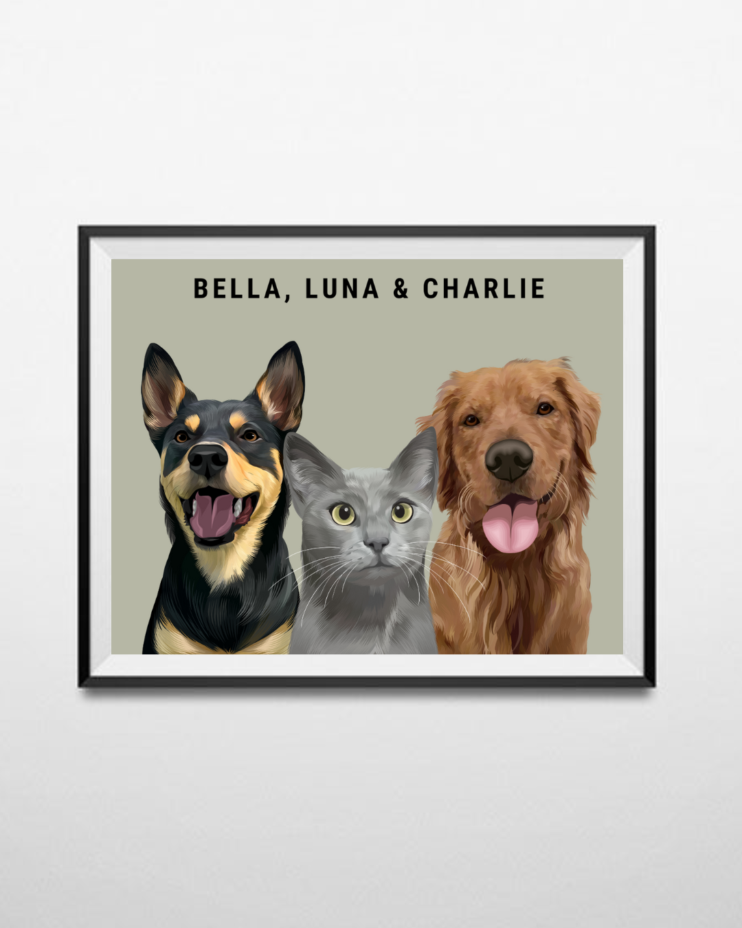 Custom Three Pet Portrait - Digital File