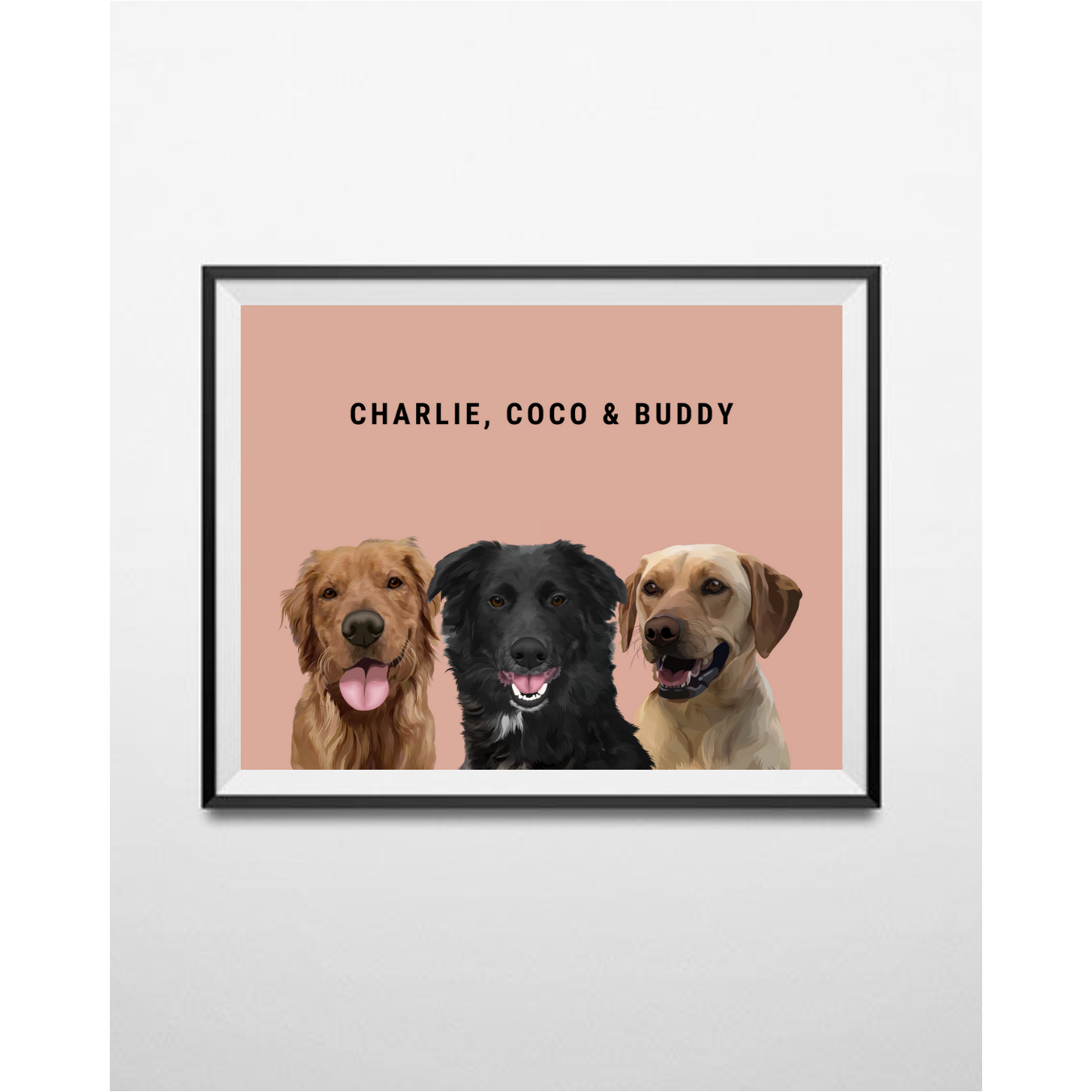 Custom Three Pet Portrait - Digital File